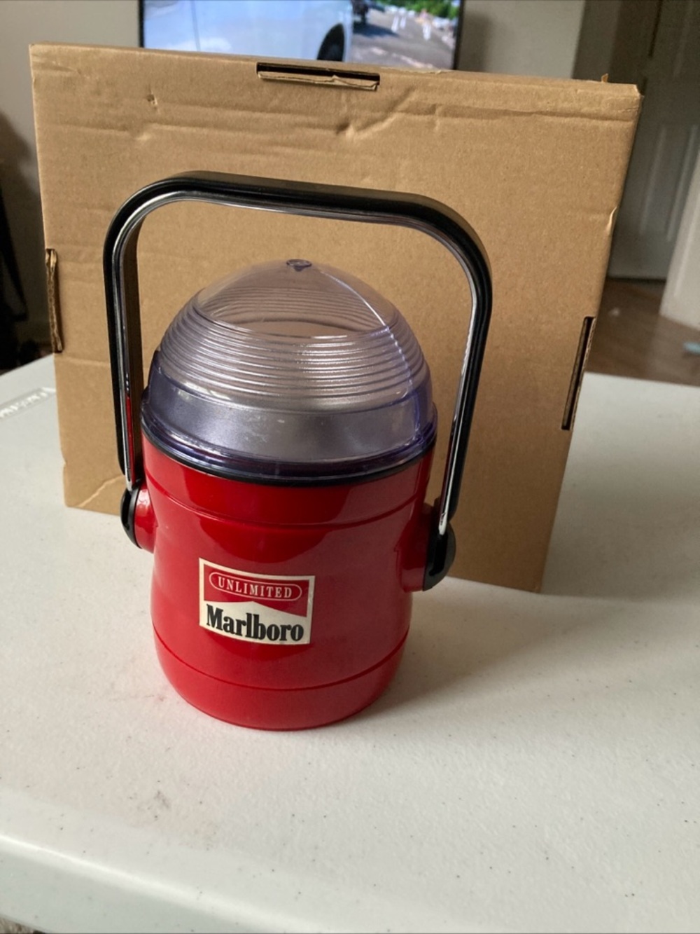 Marlboro Red Portable Lantern with Clear Dome
